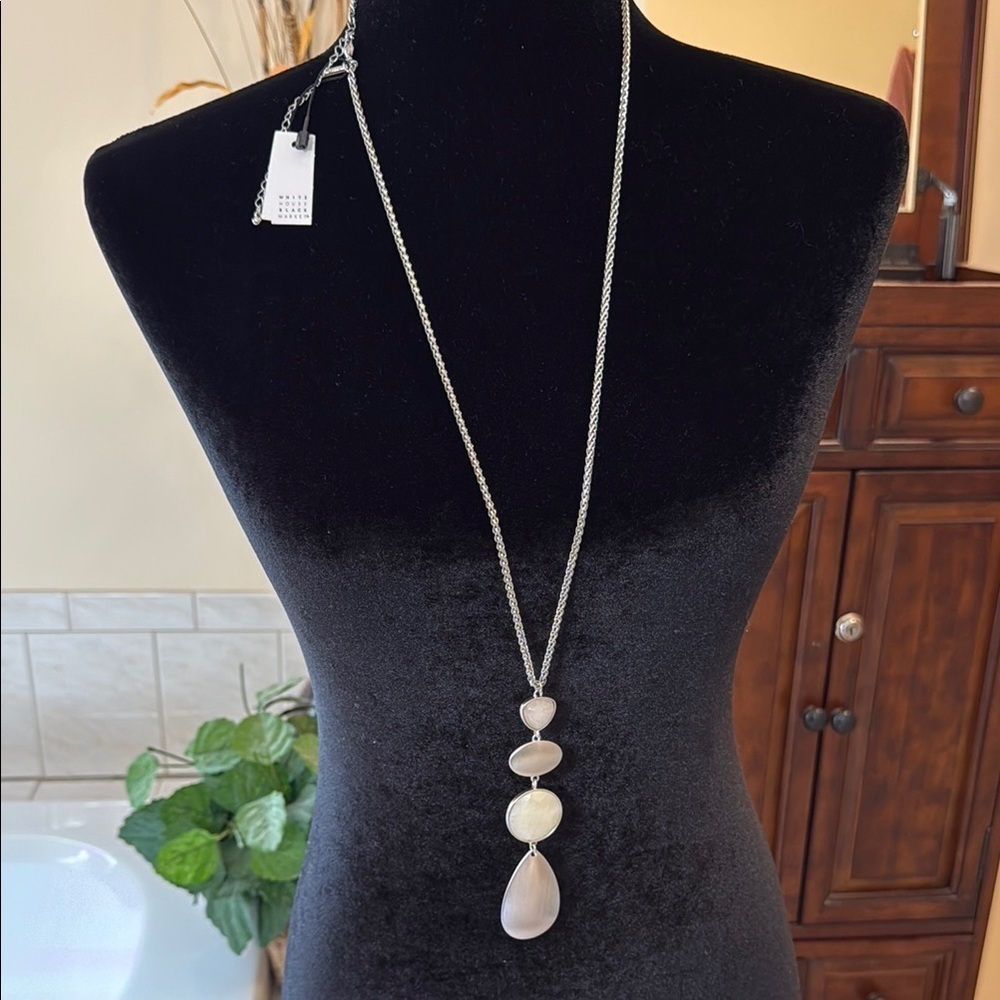 White House Black Market Silver Cream Necklace